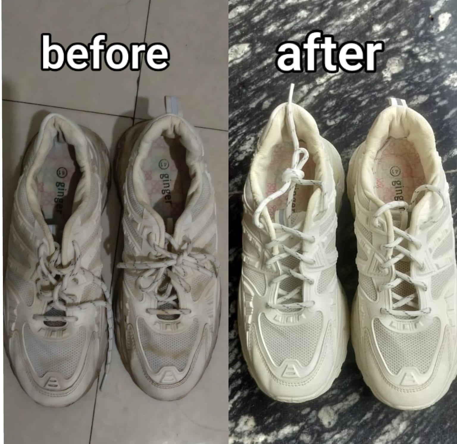 Canvas shoe makeover before and after result