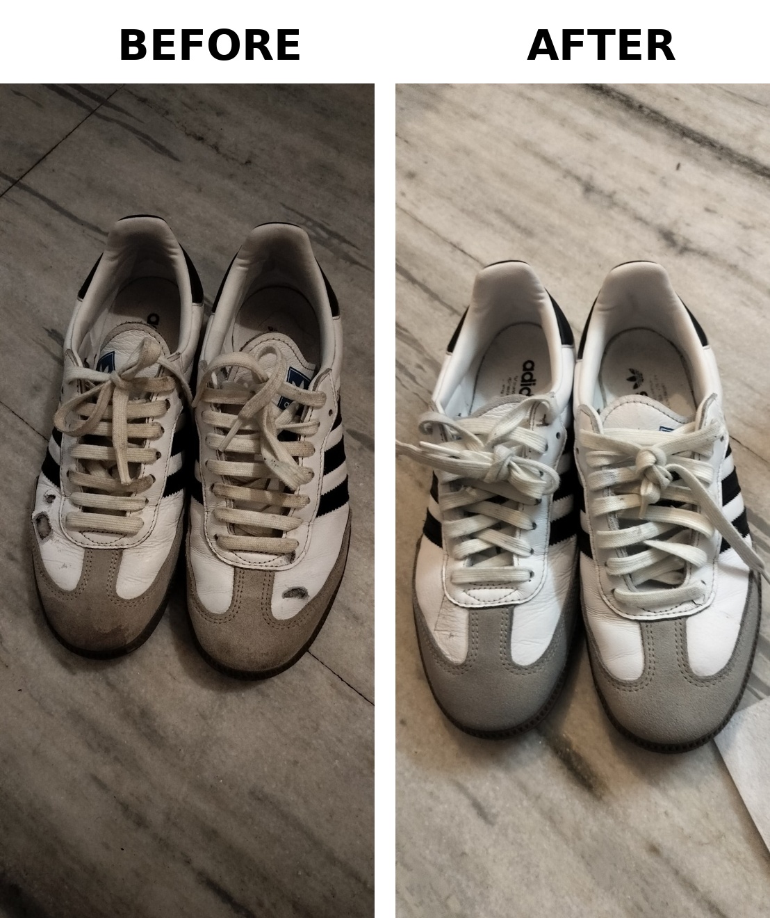 Suede shoe care and restoration result