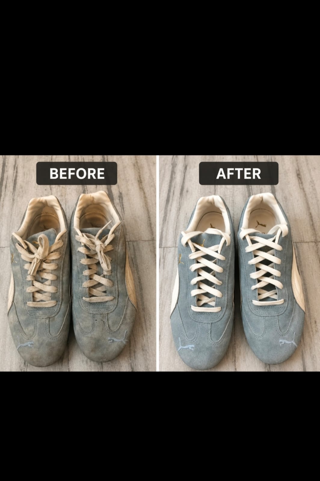 Sneaker sparkle transformation before and after result