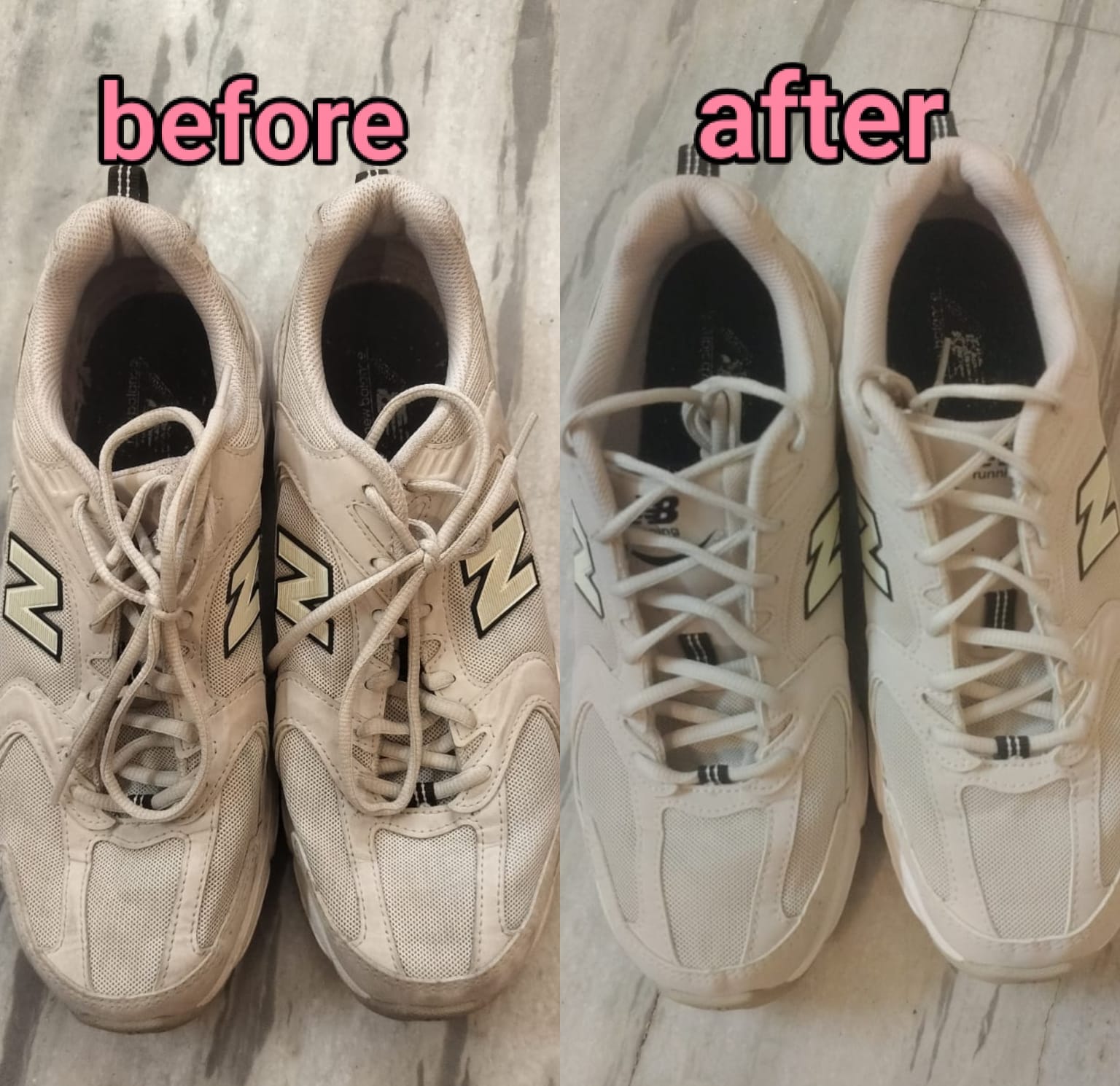 Classic shoe clean before and after result