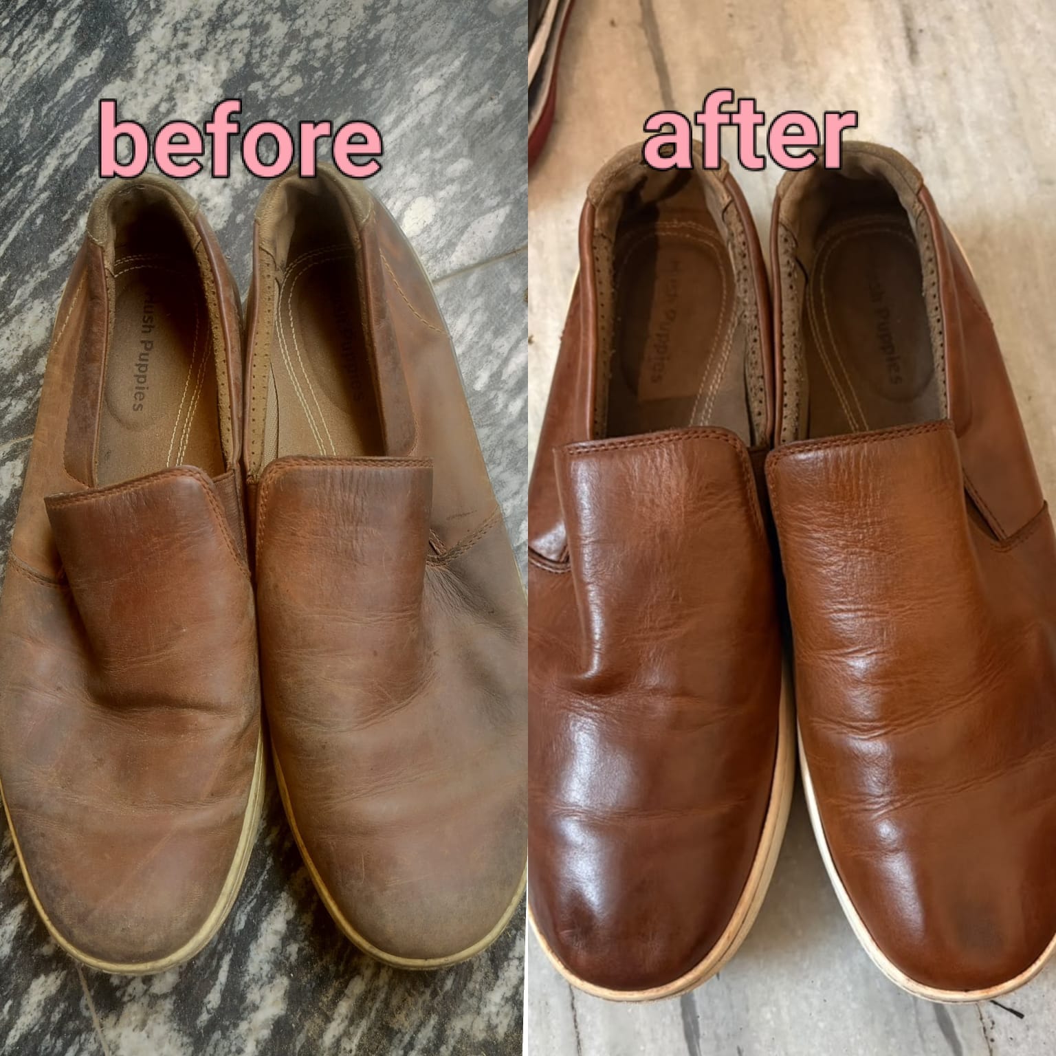 Leather makeover before and after result
